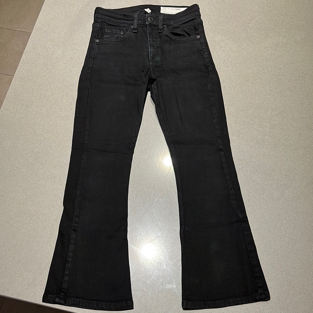 Rag & Bone Crop Flare Black Jeans